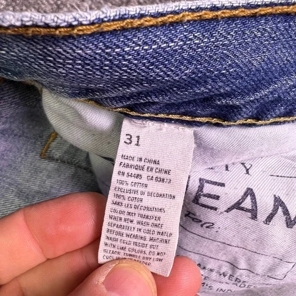 American Eagle Shorts Mens 31 Light Blue Raw Hem Distressed Denim Summer Bermuda - Picture 4 of 15